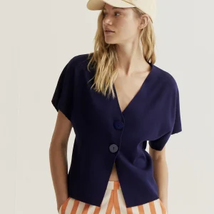 Cárdigan punto azul marino