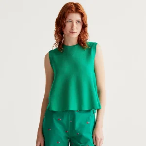 Top básico de punto verde