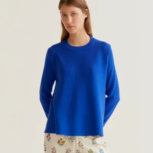 Jersey punto manga larga azul