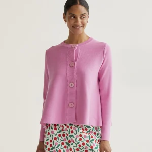 Cárdigan punto botones rosa