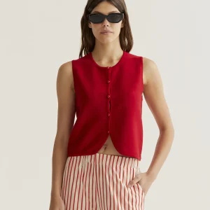 Top chaleco punto rojo