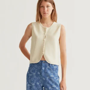 Top chaleco punto beige