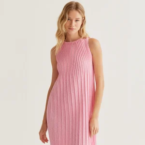 Vestigo largo plisado rosa