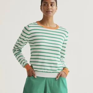 Jersey de punto con estampado de rayas blanco y verde