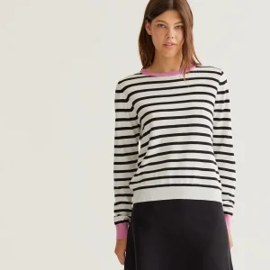 Jersey de punto con estampado de rayas blanco y negro
