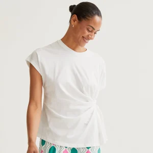 Camiseta 100% algodón blanca con nudo lateral