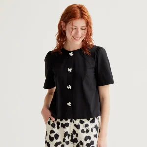 Top 100% algodón con botones de corazones