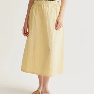 Falda midi amarillo claro
