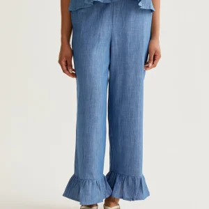 Pantalón 100% algodón chambray azul claro