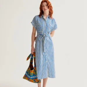 Vestido midi con estampado Lavagna Blue