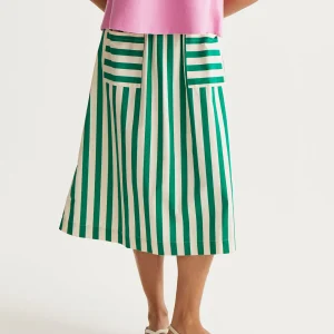 Falda midi con estampado Bamboo Green