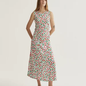 Vestido largo con estampado Guinda