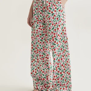 Pantalón 100% algodón con estampado Guinda