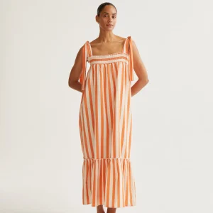 Vestido largo con estampado Bamboo Orange