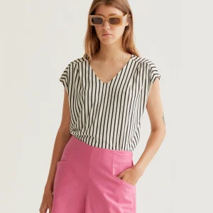 Camiseta con estampado rayas negras