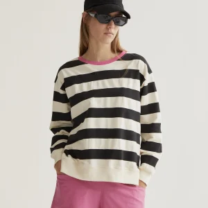 Sudadera con estampado de rayas blanco y negro