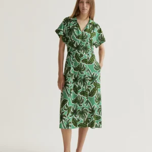 Vestido midi con estampado Palm Tree