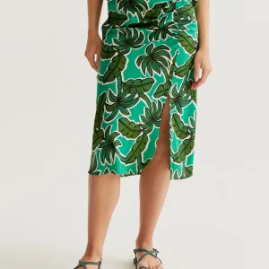 Falda midi con estampado Palm Tree