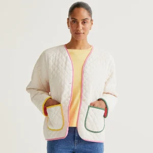 Chaqueta 100% algodón blanco roto