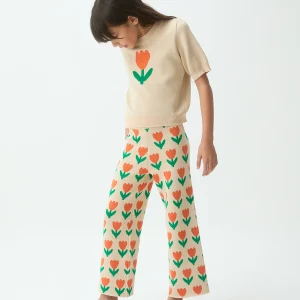 Pantalón de punto de niña con estampado Orange Tulip