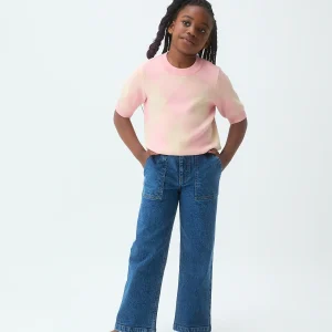 Jersey de punto de niña jacquard  rombos rosas