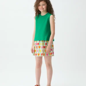 Top de niña punto verde