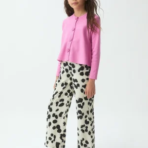 Cárdigan de niña punto rosado