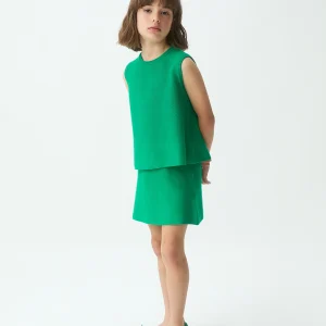 Falda corta de niña punto verde
