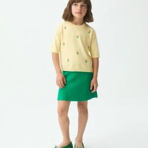 Top de niña punto amarillo con detalle floral
