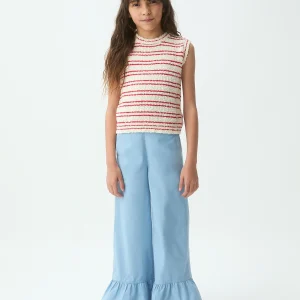 Top de niña con estampado de  rayas blanco y rojo