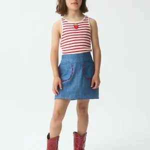 Top de niña punto con bordado de fresa