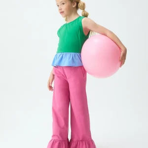 Top de niña 100% algodón bicolor verde y azul