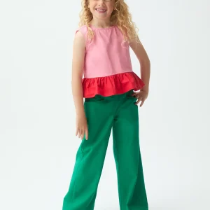 Top de niña 100% algodón bicolor rosado y rojo