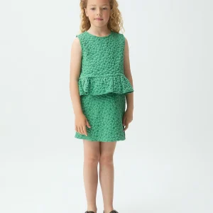 Falda corta de niña con estampado floral verde