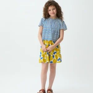 Falda corta de niña con estampado Limoncello