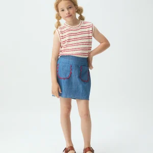 Falda corta de niña 100% algodón Chambray