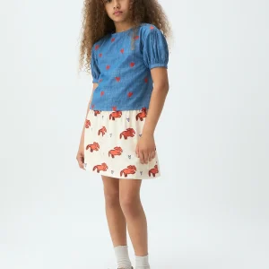 Top de niña 100% algodón Chambray con corazones