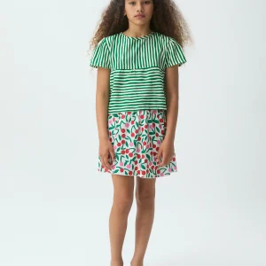 Falda corta de niña con estampado Guinda