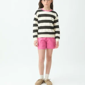 Sudadera de niña con estampado de rayas blanco y negro