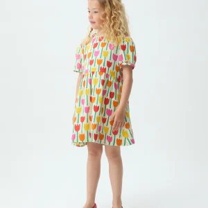 Vestido corto de niña con estampado Tulipa
