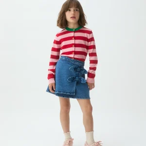Falda corta de niña denim azul