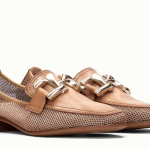 Mocasines multimaterial con adorno para mujer