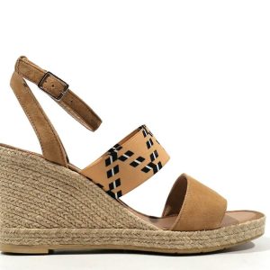 Alpargatas beige con banda elástica y pulsera al tobillo mujer