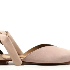 Bailarinas de ante con talón y lazo en piel para mujer